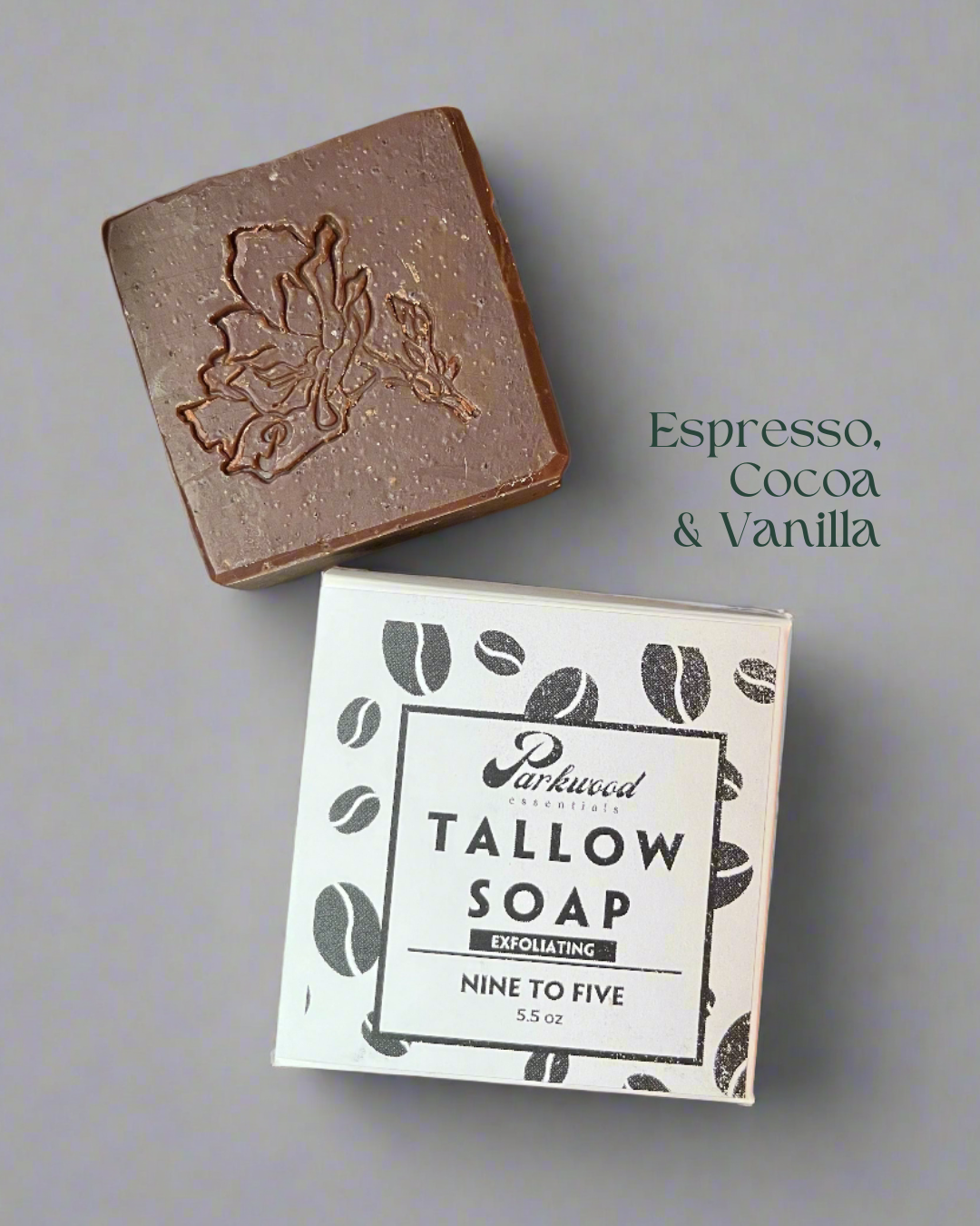 Nine to Five - Tallow Soap & Real Coffee and Cocoa -  5.5 oz