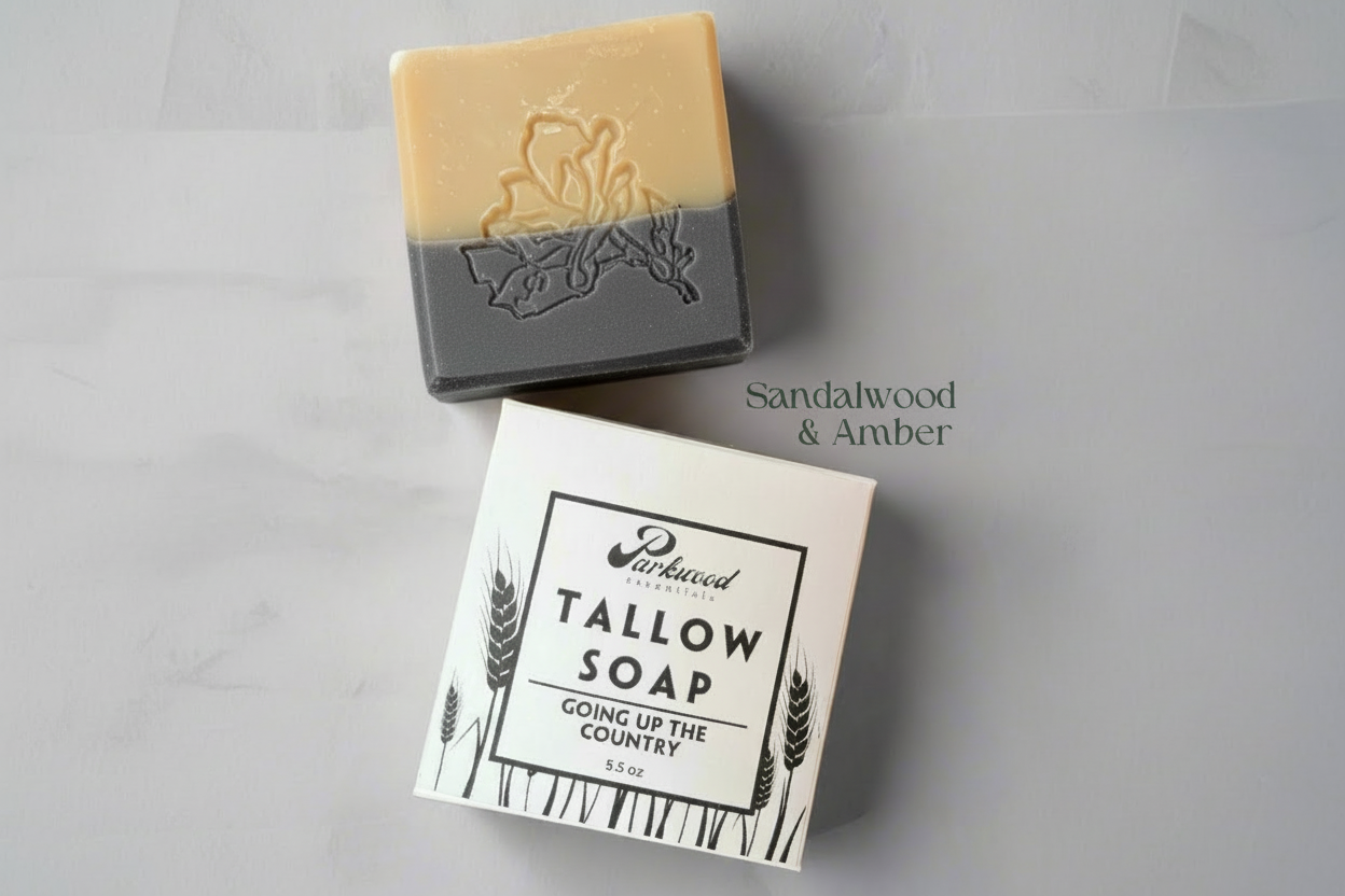 Going Up the Country - Tallow Soap with Bentonite Clay and Activated Charcoal - 6.25 oz