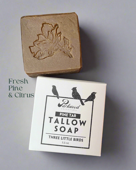 Three Little Birds - Tallow Soap with 9% Pine Tar - 5.5 oz