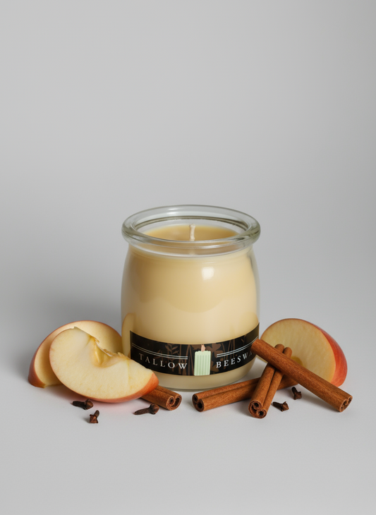 Tallow and Beeswax Candle "American Pie" 5.5oz Recycled Yogurt Jar Vessel