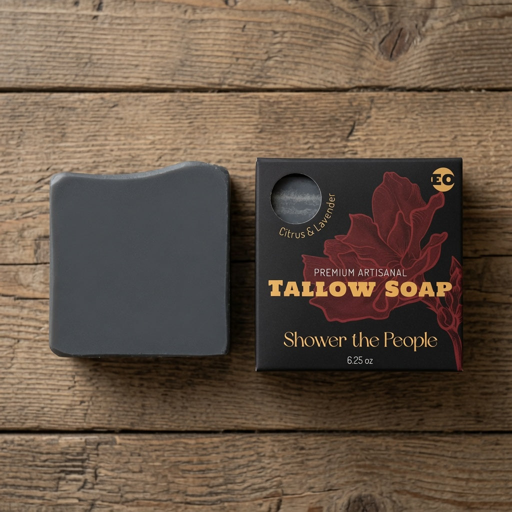 Shower the People - Tallow Soap with Deep Sea Mud and Activated Charcoal - 6.25 oz New Size