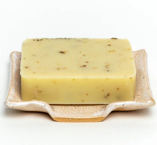 Monstera Leaf Soap Dish - Handmade Stoneware Clay - White