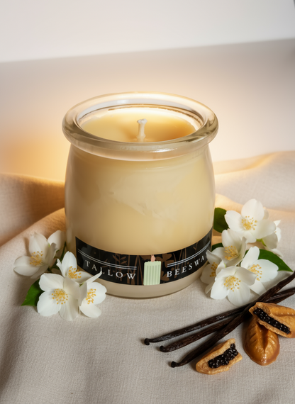 Tallow and Beeswax Candle "Wonderful Tonight" 5.5oz Recycled Yogurt Jar Vessel