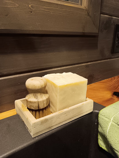 Solid Dish Soap Starter Kit with Poplar Tray and Bamboo Brush