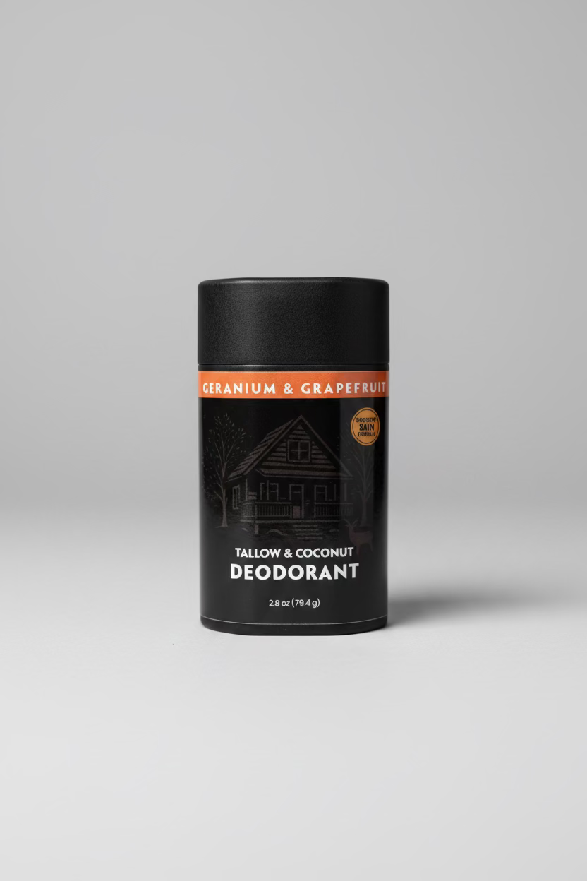 Tallow and Coconut Deodorant Stick 2.8oz - Senstitive Skin Formula - Geranium and Grapefruit